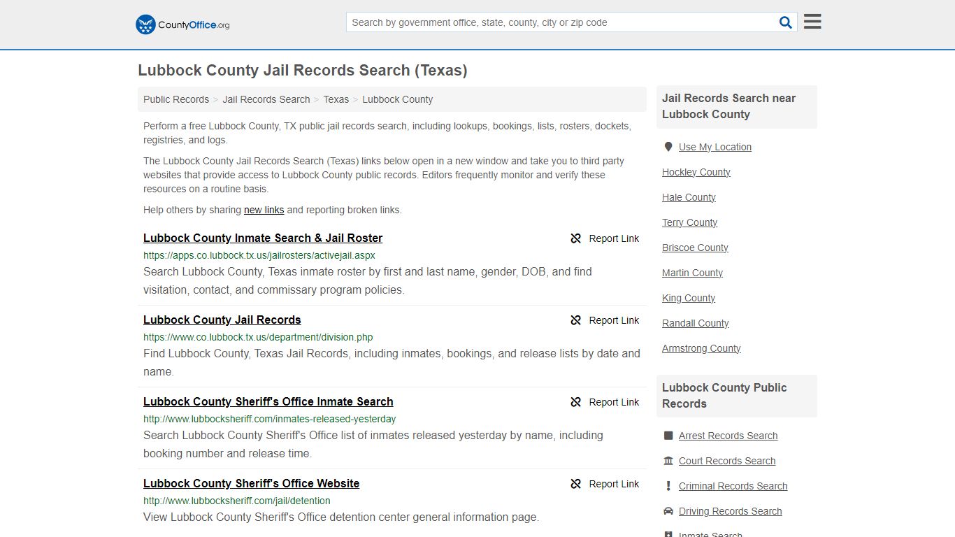 Lubbock County Jail Records Search (Texas) - County Office